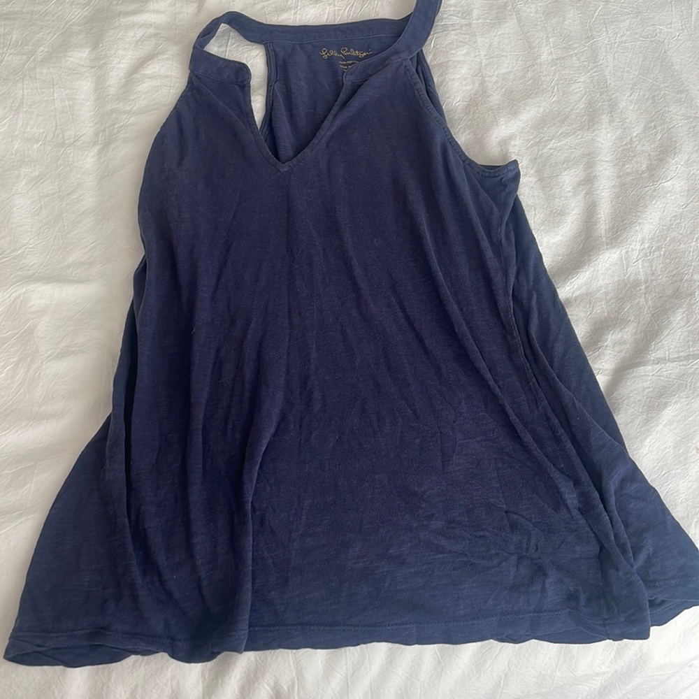 🌟 Lilly Pulitzer Blue Sleeveless Navy Blue Tank Top